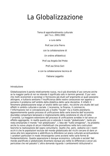 Relazione Globalizzazione.pdf - Liceo Ginnasio Statale Orazio di ...