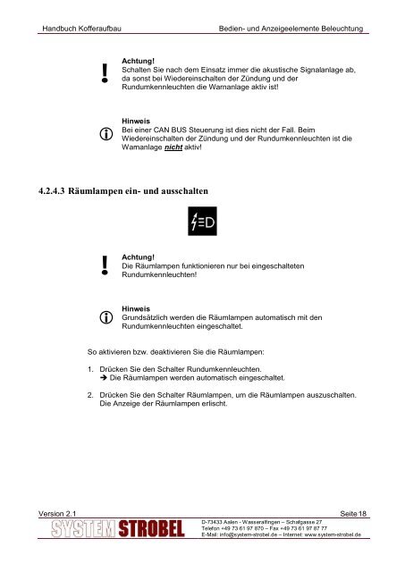Handbuch SYSTEM STROBEL Kofferaufbau