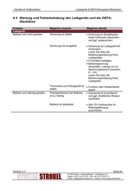 Handbuch SYSTEM STROBEL Kofferaufbau