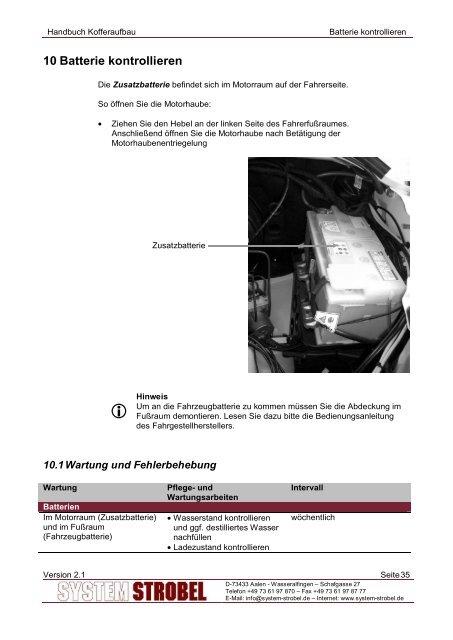 Handbuch SYSTEM STROBEL Kofferaufbau