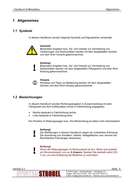 Handbuch SYSTEM STROBEL Kofferaufbau