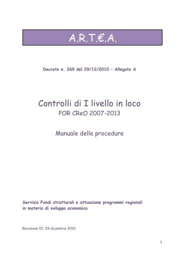 Manuali controlli in loco - Artea Toscana