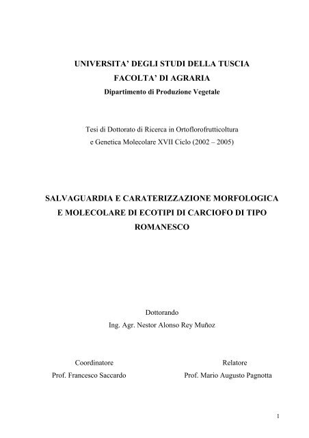 universita' degli studi della tuscia facolta' di agraria ... - Unitus DSpace