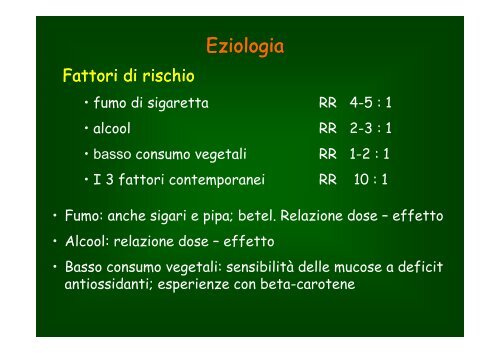 Tumori maligni della sfera ORL - Facoltà di Medicina e Chirurgia