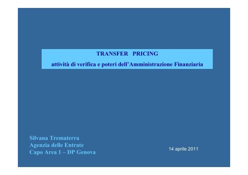 Silvana Trematerra - transfer pricing verifiche - Confindustria Genova