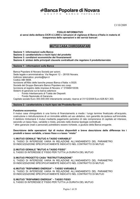 BPN - Mutui Casa CHIROGRAFARI - 13-10-09\374 - Banco Popolare