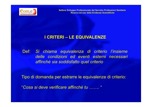 Umanizzazione del servizio (Slide) - Com-e.org