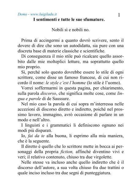 I sentimenti e tutte le sue sfumature. Nobili sì e nobili no ... - Luigi Ladu