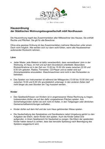 Hausordnung - SWG-Nordhausen