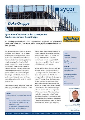 Doka: Einführung einer ERP Software für die ... - Sycor GmbH
