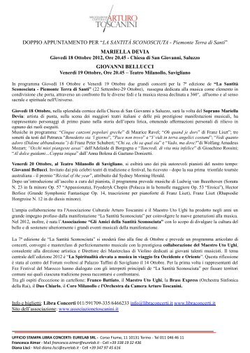 Comunicato stampa di presentazione del concerto - Associazione ...