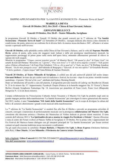 Comunicato stampa di presentazione del concerto - Associazione ...