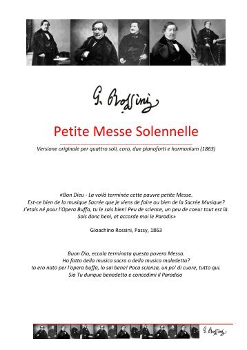 Progetto Petite Messe Solennelle - Coro Luigi Gazzotti