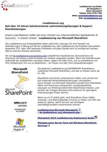 Effektiveres Loadbalancing von Microsoft-SharePoint-2013 Load Balancer Lösungen von Loadbalancer.org