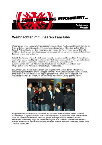 Weihnachten mit unseren Fanclubs - Eintracht Frankfurt