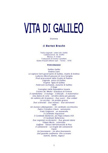 Vita di Galileo (B.Brecht) - Home page Liceo Scientifico Galilei