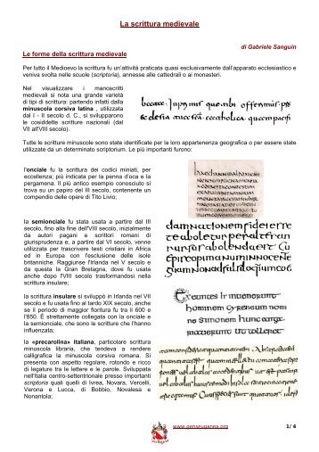 La scrittura medievale - Gens Euganea