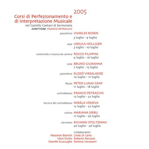 CATALOGO FESTIVAL 2005 - Campus Internazionale di Musica