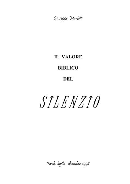 il silenzio come stile di dio - CRISTIANI EVANGELICI