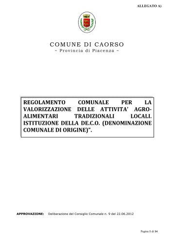 REGOLAMENTO DE.CO. definitivo - 2 - Comune di Caorso