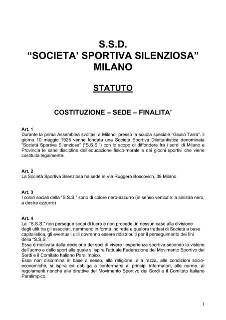 Statuto - SSS Milano