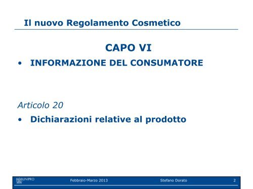 I claim cosmetici: linee guida della Commissione sui criteri ... - Unipro