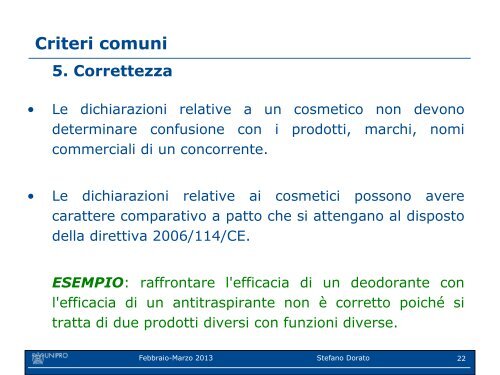 I claim cosmetici: linee guida della Commissione sui criteri ... - Unipro