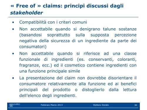 I claim cosmetici: linee guida della Commissione sui criteri ... - Unipro