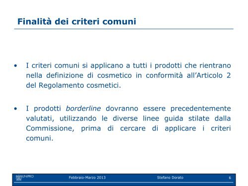 I claim cosmetici: linee guida della Commissione sui criteri ... - Unipro