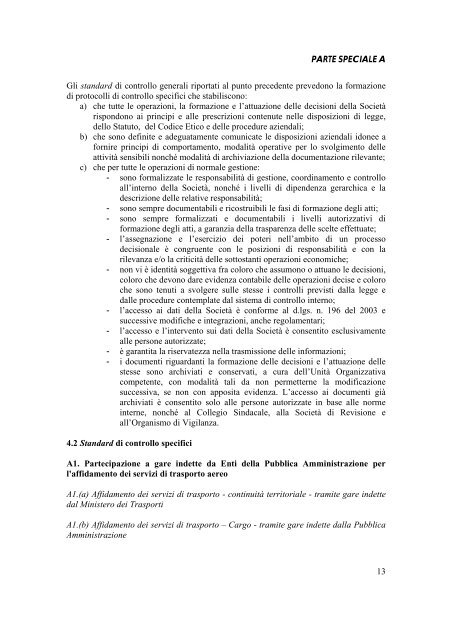 Modello 231 - Parti speciali - Alitalia