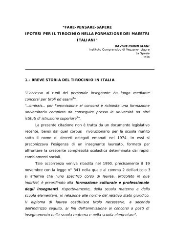 1.- breve storia del tirocinio in itali