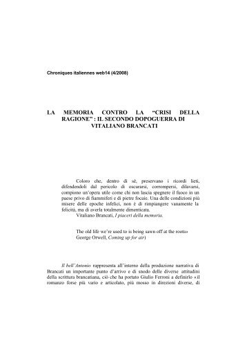 "crisi della ragione": il secondo dopoguerra di Vitaliano Brancati