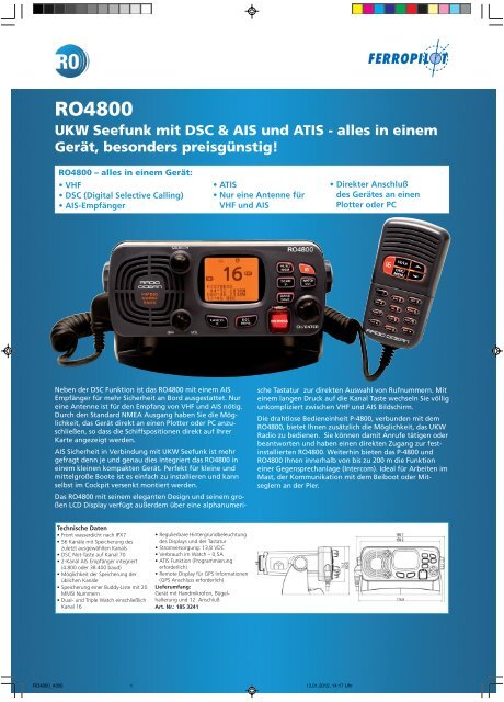 RO4800 UKW Seefunk mit DSC & AIS und ATIS - Ferropilot