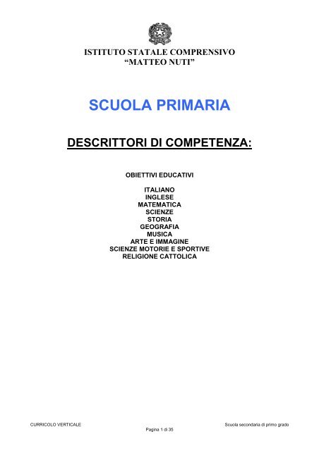 Descrittori competenze primaria - Provincia di Pesaro e Urbino