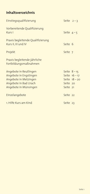 Inhaltsverzeichnis - Tagesmütter eV Reutlingen
