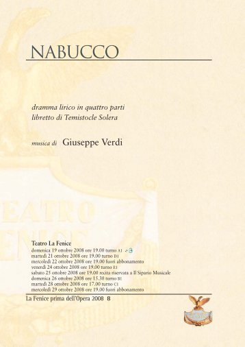Giuseppe Verdi dramma lirico in quattro parti ... - Teatro La Fenice