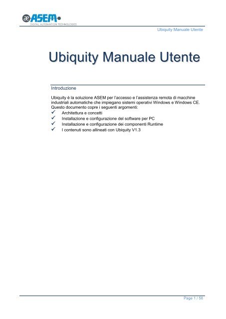 Ubiquity Manuale Utente (v1.3) - Asem