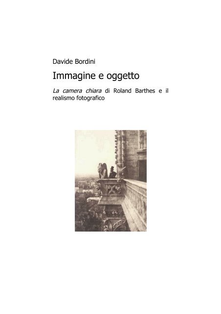 “Nei confronti della fotografia ero colto da un ... - Lettere e Filosofia