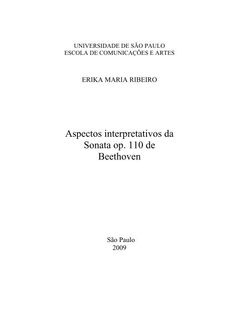 Aspectos interpretativos da Sonata op. 110 de Beethoven - ECA-USP