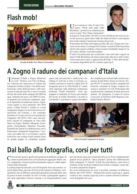 Zogno Comunicazione - Dicembre 2012 - Comune di Zogno