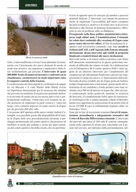 Zogno Comunicazione - Dicembre 2012 - Comune di Zogno