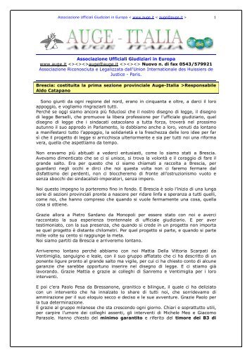 Brescia - AUGE - Associazione Ufficiali Giudiziari in Europa