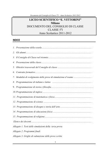 documento del consiglio di classe - Liceo Scientifico Elio Vittorini