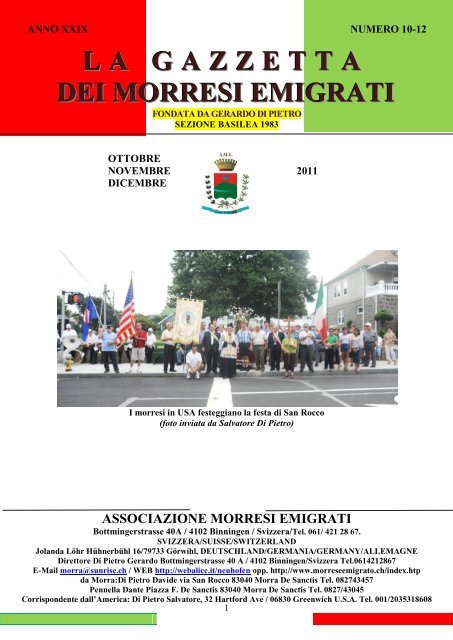 L A G A Z Z E T T A DEI MORRESI EMIGRATI - Morreseemigrato.Ch