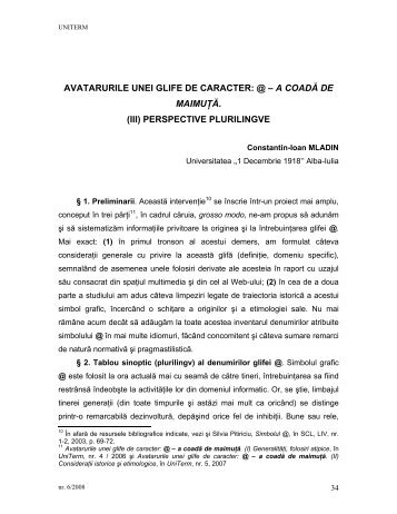 avatarurile unei glife de caracter: @ – a coadă de maimuţă. (iii)
