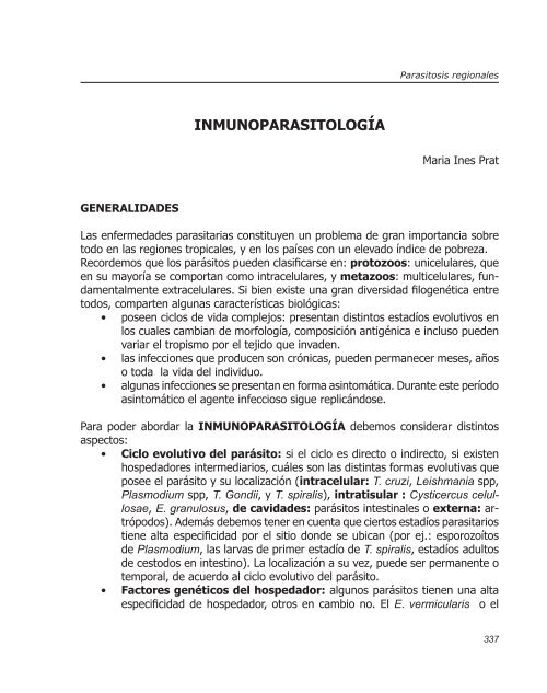 Parasitosis regionales - Biblioteca central de la Universidad ...