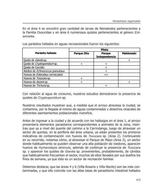 Parasitosis regionales - Biblioteca central de la Universidad ...