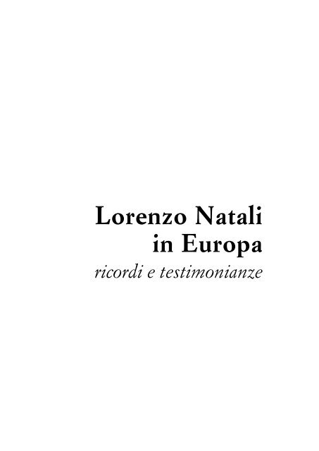 Lorenzo Natali in Europa
