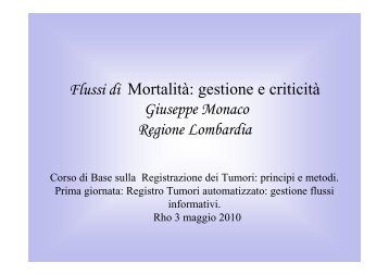 Flussi di Mortalità - Associazione Italiana Registri Tumori