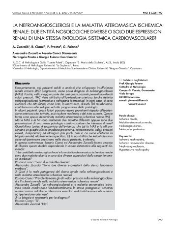 la nefroangiosclerosi e la malattia ateromasica ischemica renale